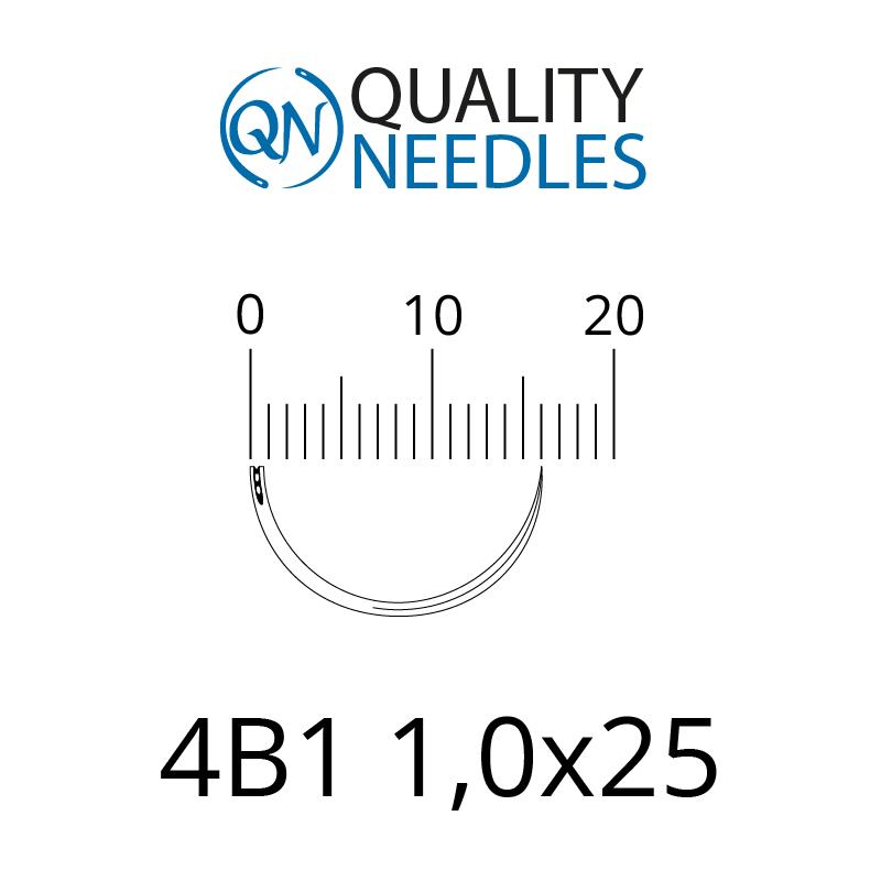 Голки хірургічні ріжучі, 4/8 (1/2), пружинне вушко, розмір 1,0х25 мм, 10 шт.